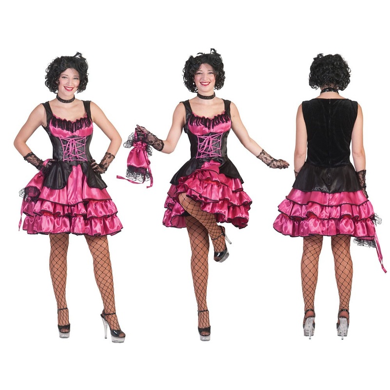 Pink-black Cancan dancer costume for women 32-34