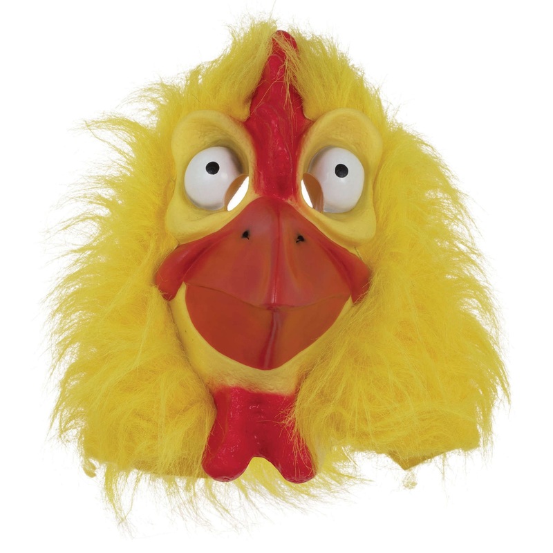 Yellow-red chicken head mask