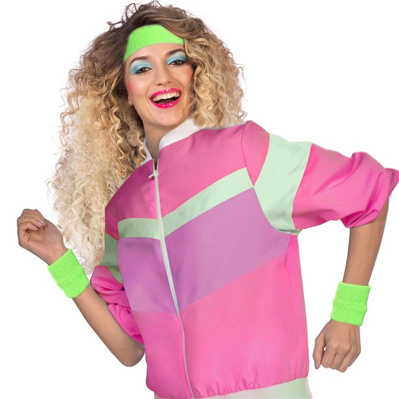 80s sweatband set neon green