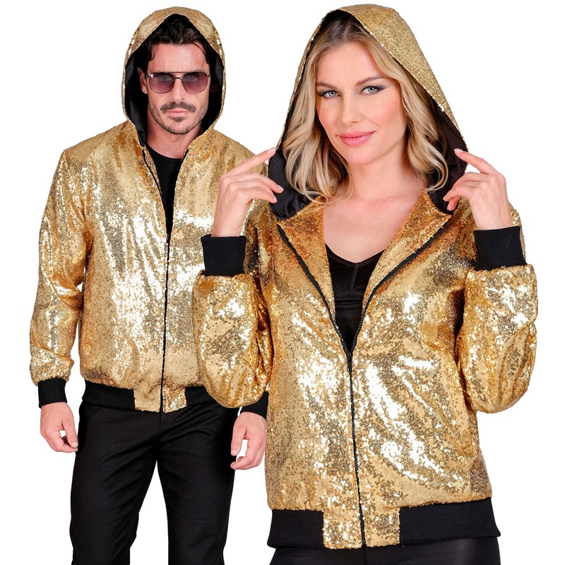 Glamor sequin bomber jacket unisex gold S-M