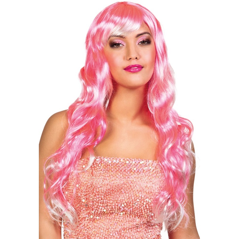 Pink aqua ladies wig