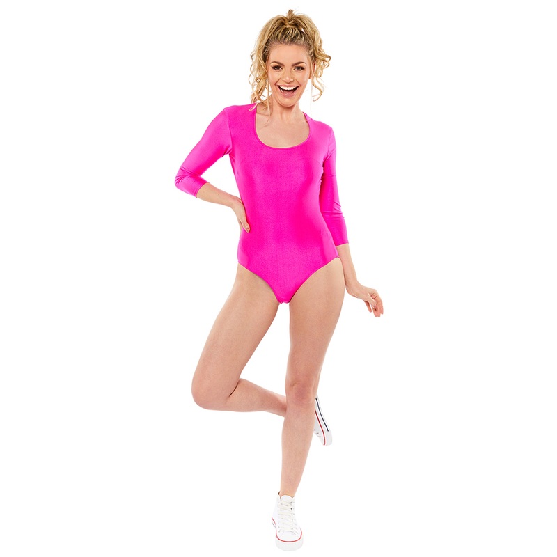 Pink Leotard Clarissa, Long sleeves S-M