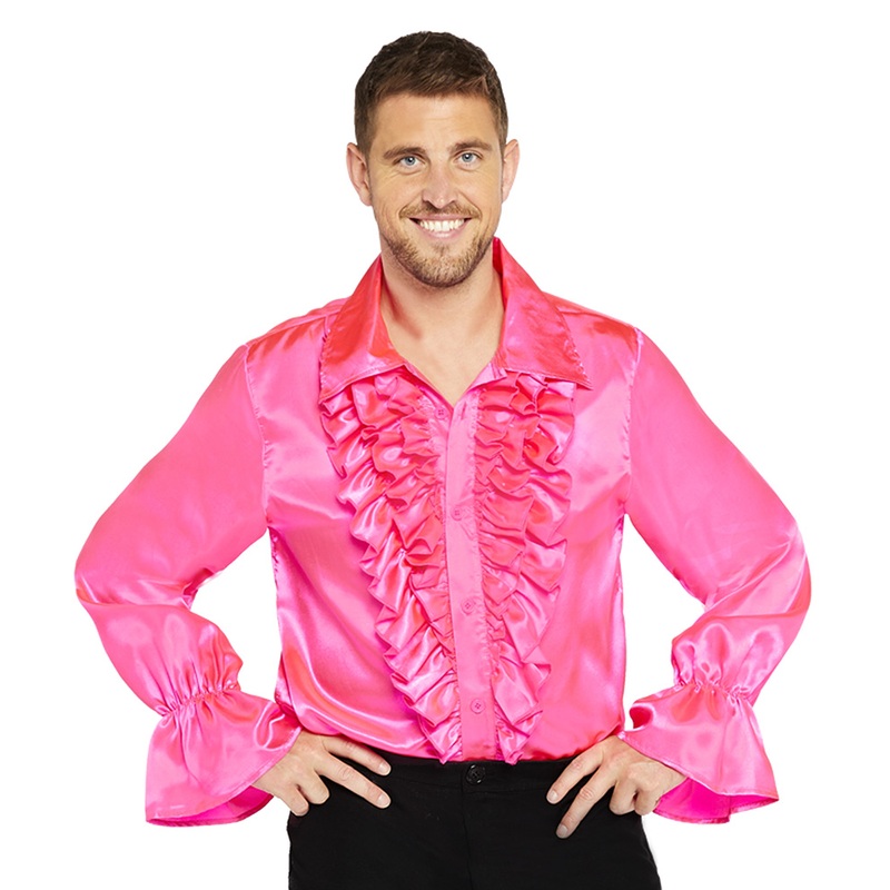 Ruffle shirt in pink for men S