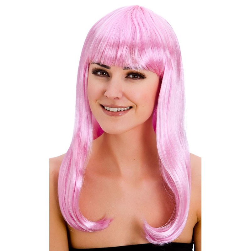 Light pink beauty wig with a slight wave