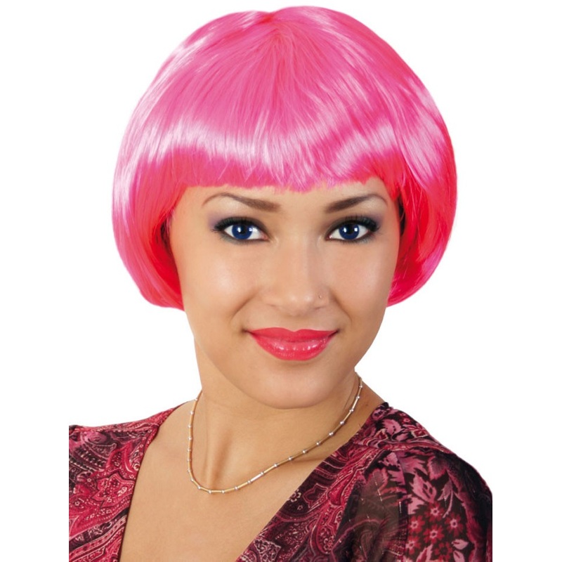 Pink party bob wig for women