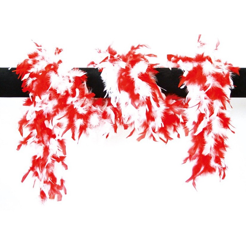 Red white feather boa 180cm