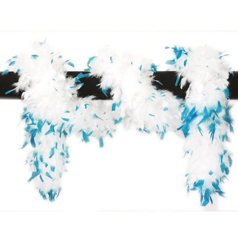 White-turquoise feather boa 180cm