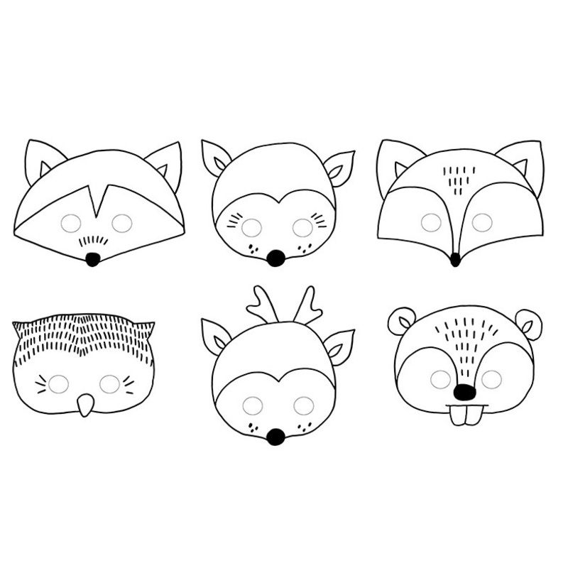6 Woodland animal masks