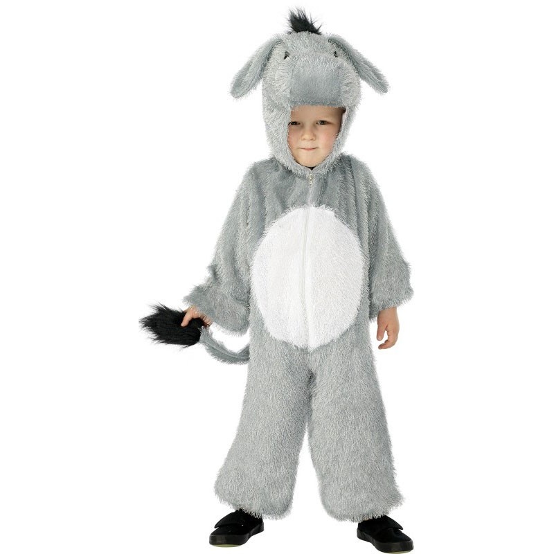 Gray plush donkey costume for children S