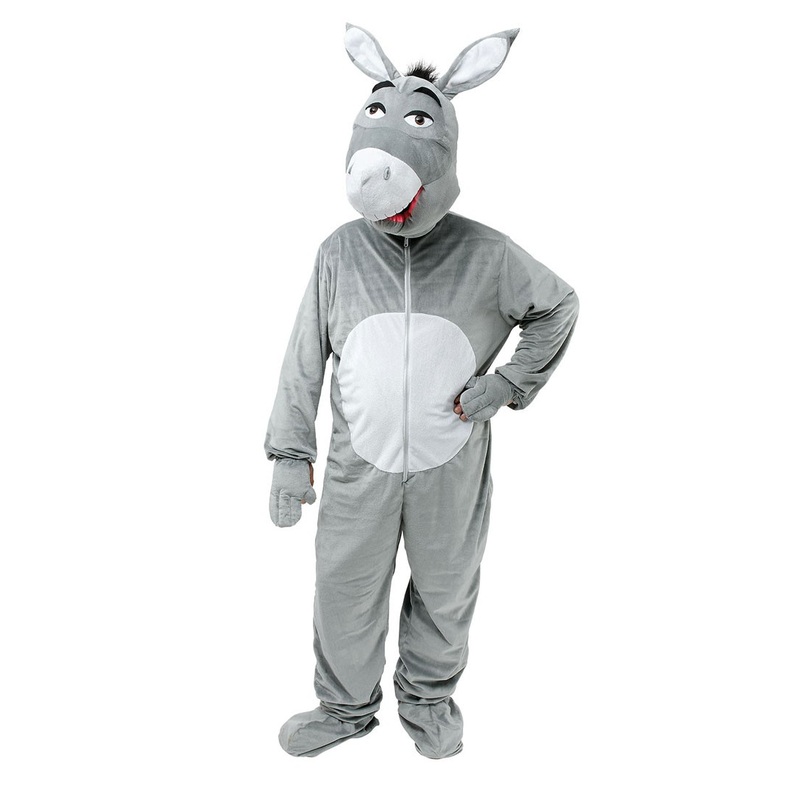 Head-sized gray donkey costume unisex