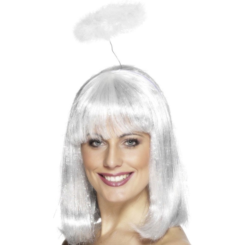 Headband with white fluffy halo
