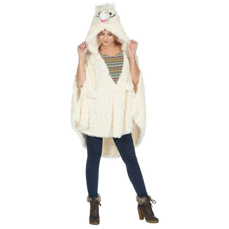 Llama Alpaca poncho for adults