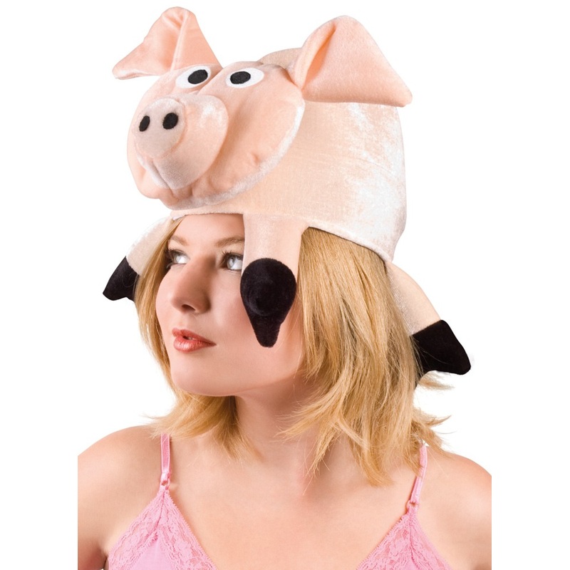 Pink piglet hat with paws