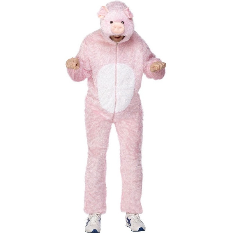 Plush pig jumpsuit costume