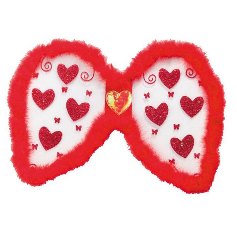 Red and white cupid love angel wings