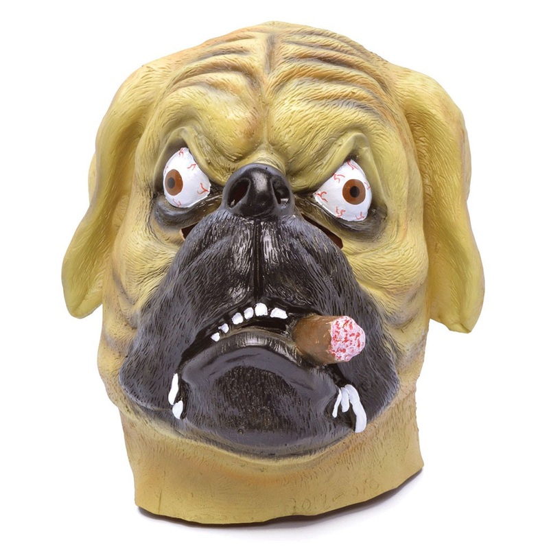 Smoking bulldog head mask