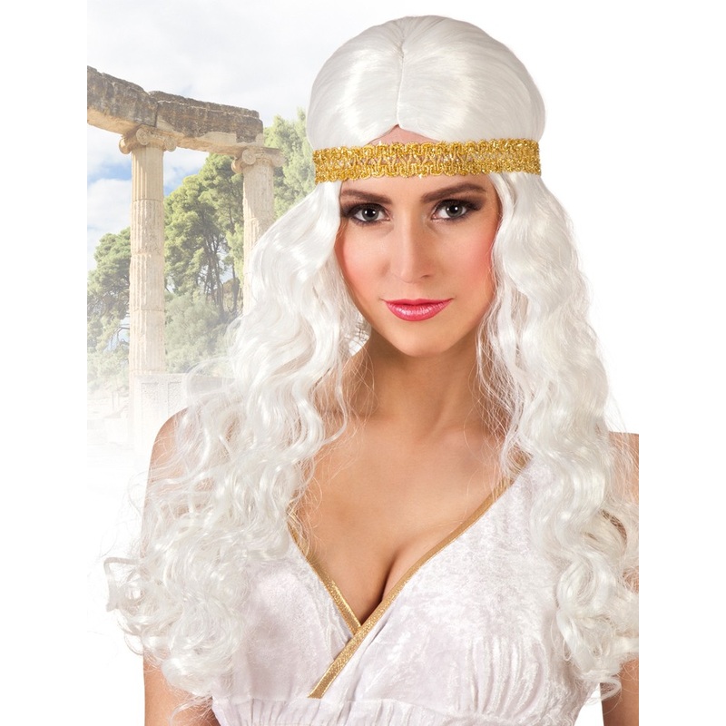 White goddess wig with headband