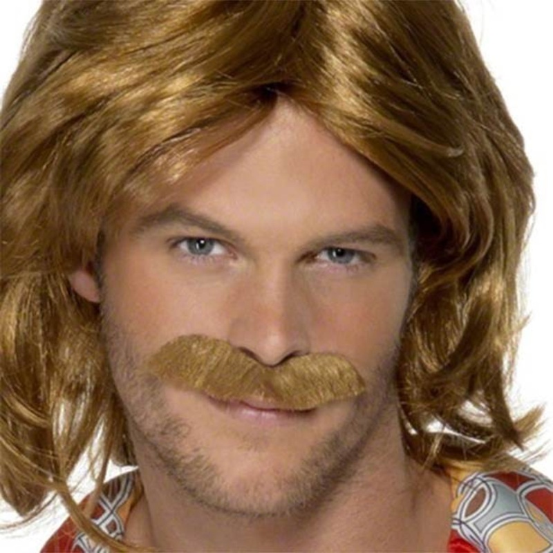 70s trooper men's wig with mustache