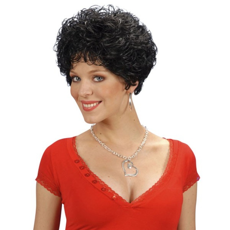 80s curly short hair wig in black