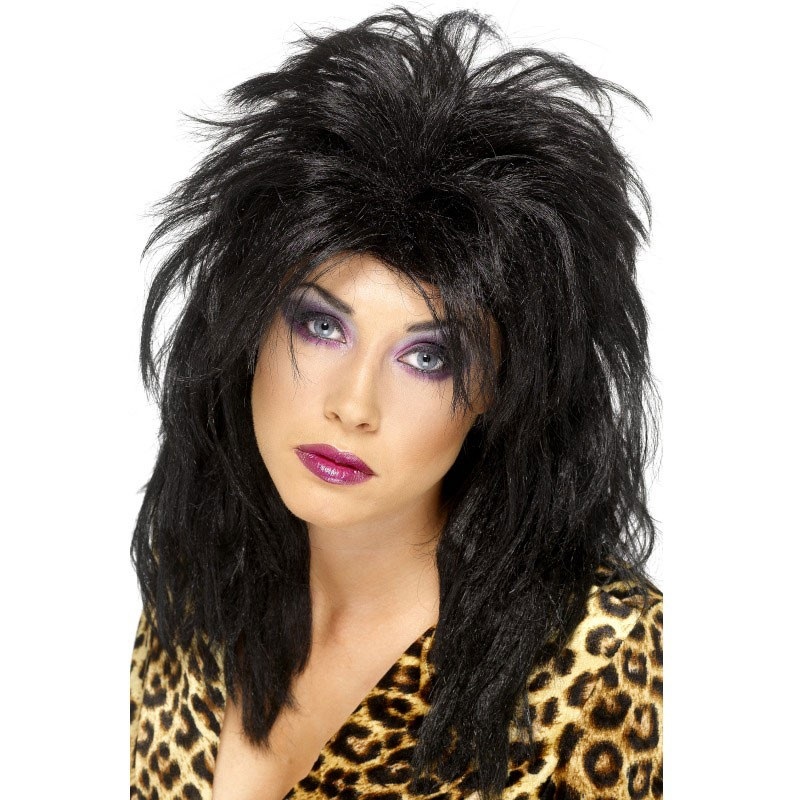 80s women's wig black