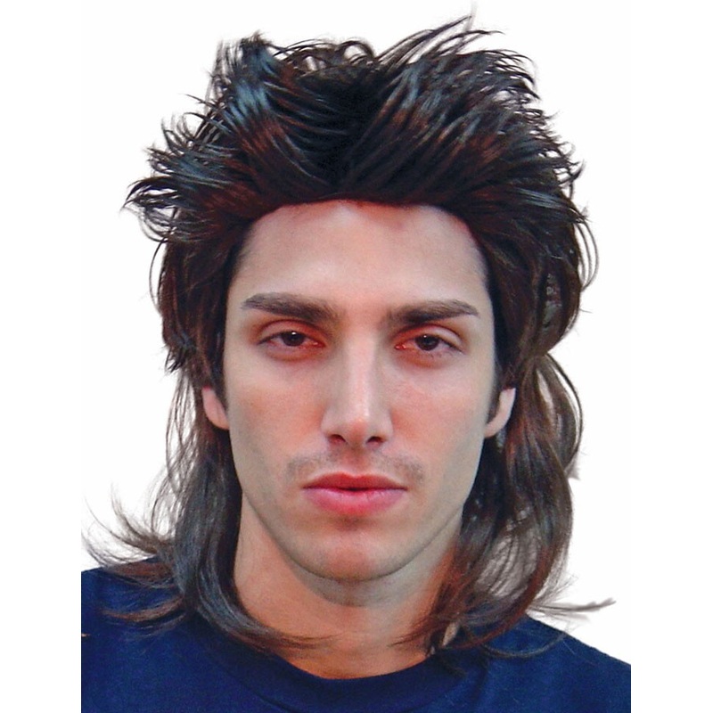 Black mullet wig in wetlook
