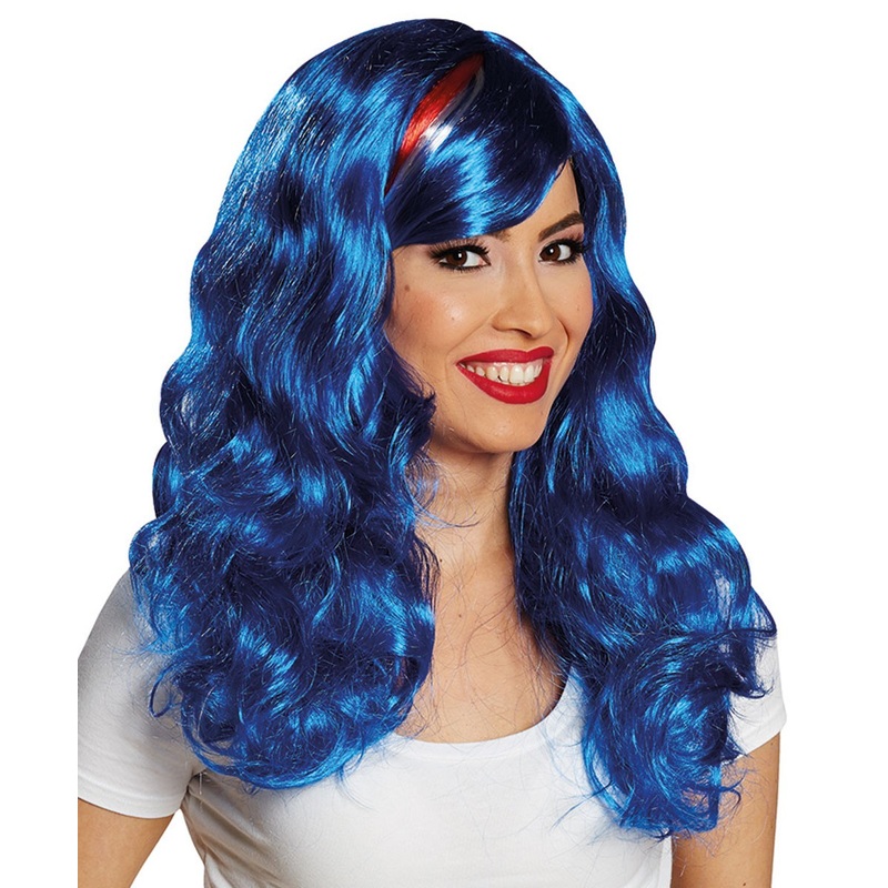 Blue Katy curly wig