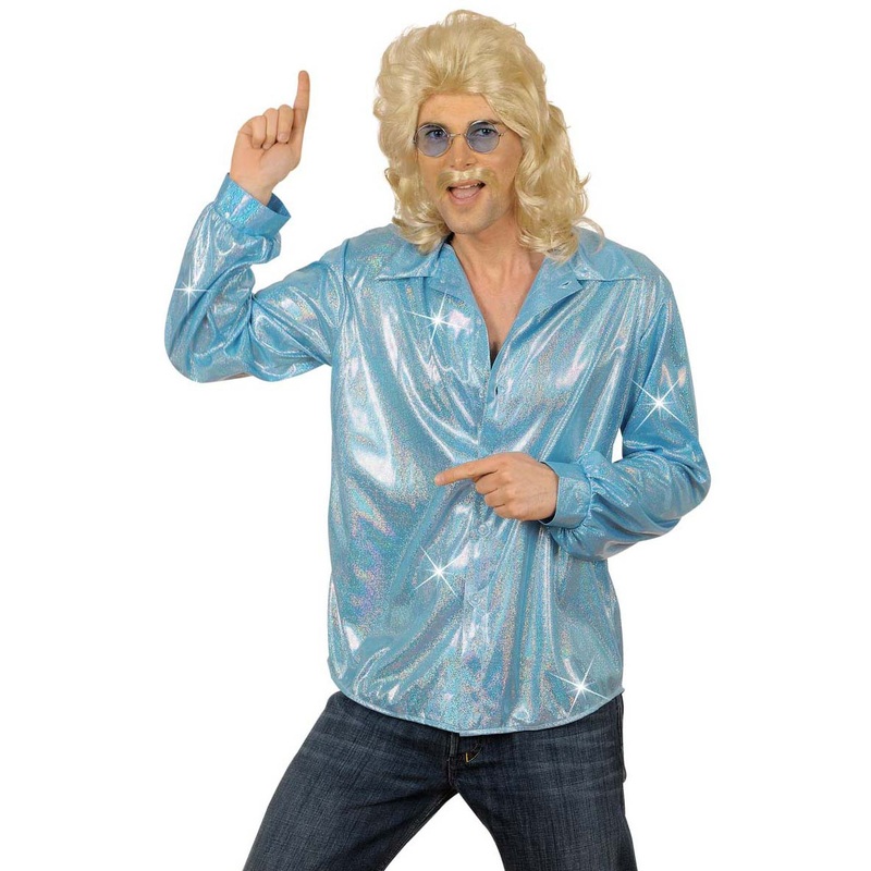 Disco Fever glitter shirt blue M-L
