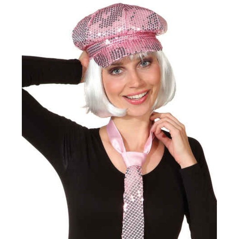 DiscoFever sequin hat in pink