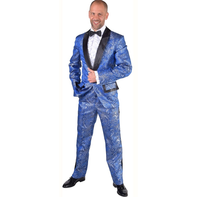 Elegant brocade suit blue XS