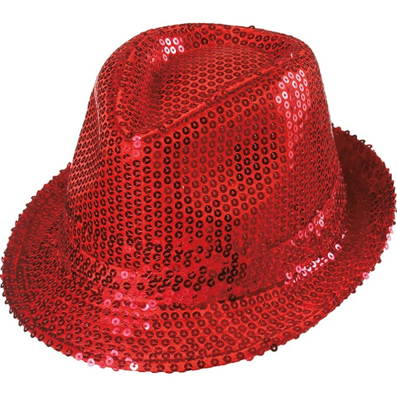 Fedora hat with sequins red