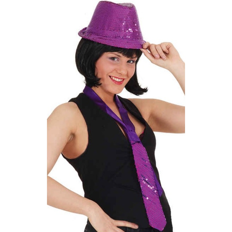 Glamor sequin tie purple