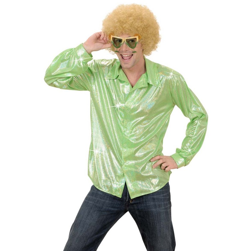 Glittering jade party shirt in green M-L