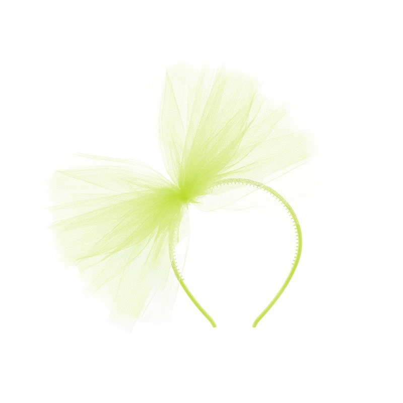 Headband with tulle bow light green