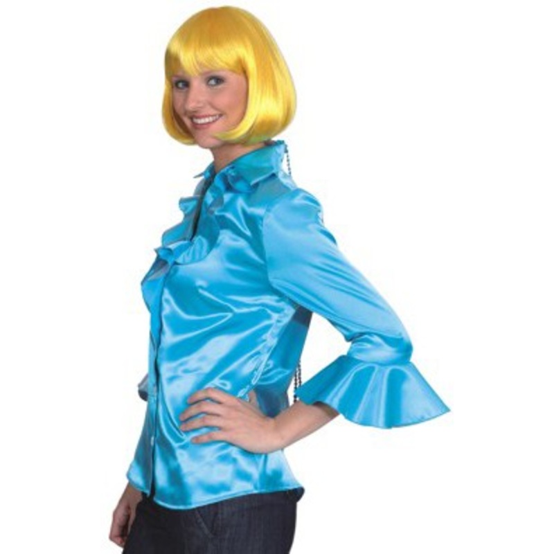 Light blue satin frilled blouse Esther 36