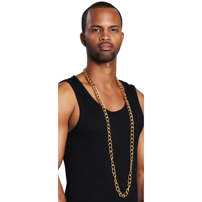 Long links gold chain