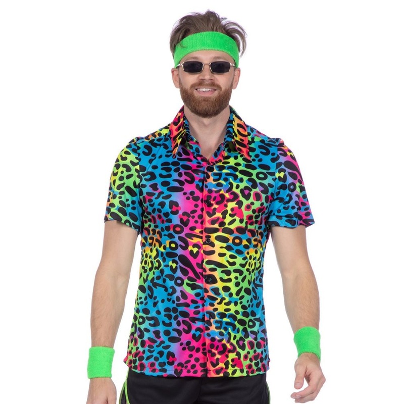 Neon animal print shirt S