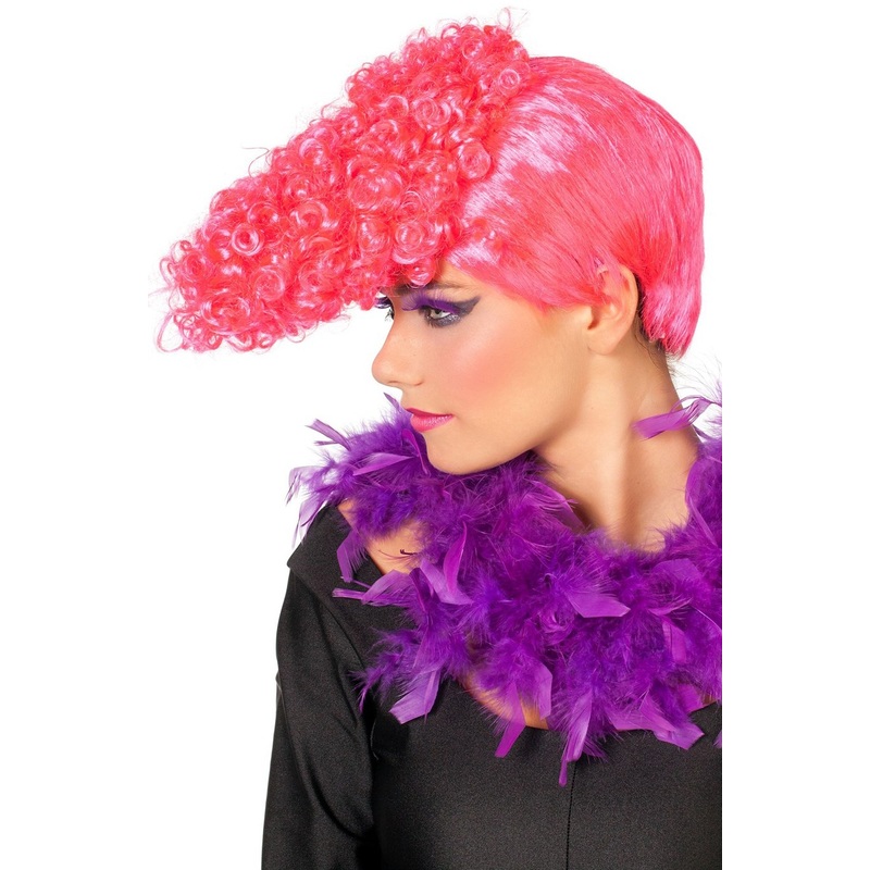Neon pink party freak wig