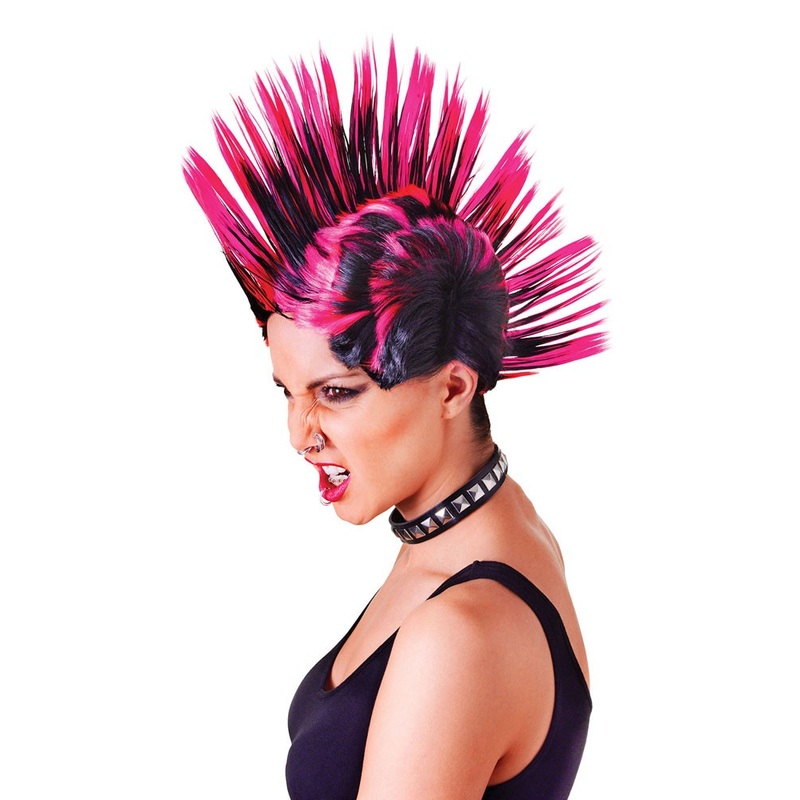 Pink mohawk punk wig
