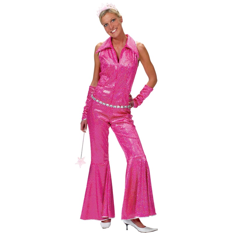 Pink sparkling bell-bottoms jumpsuit 36-38