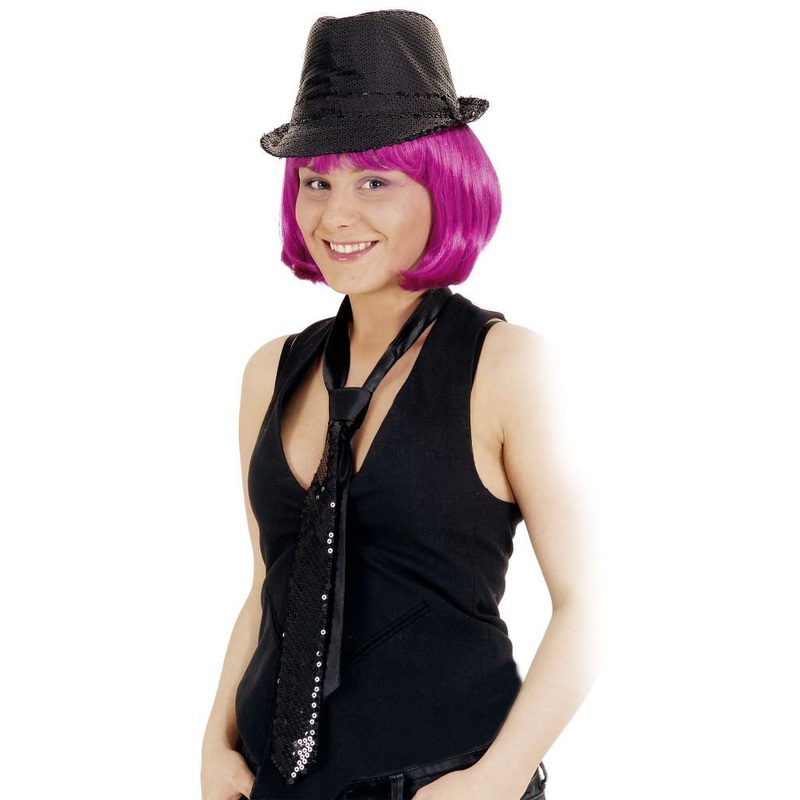 Sequin tie black