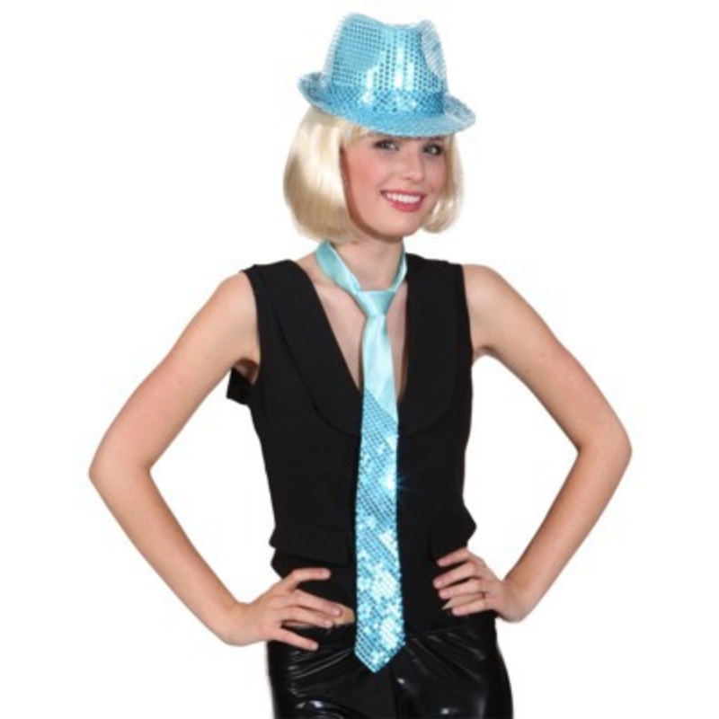 Turquoise sequin glitter tie