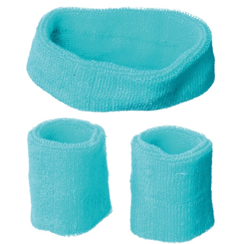 80s sweatband set azure blue