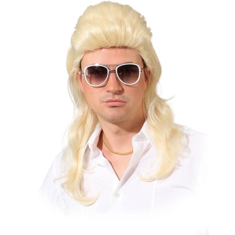 Blonde mullet rocker men's wig