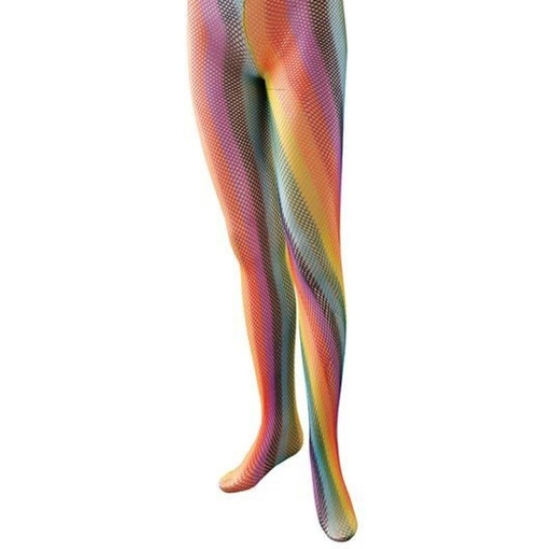 Colorful rainbow fishnet tights