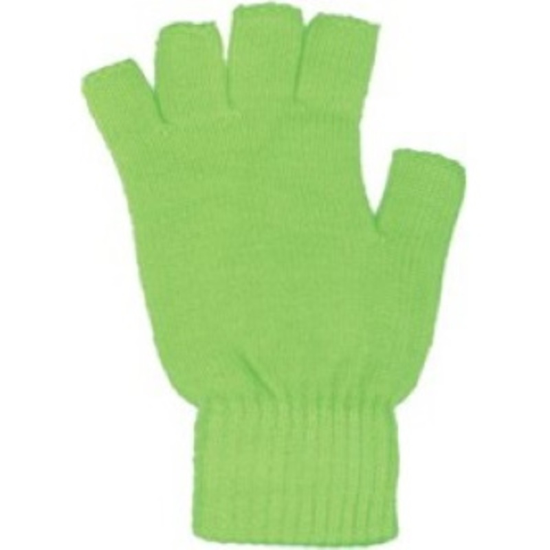 Fingerless fabric gloves in neon green