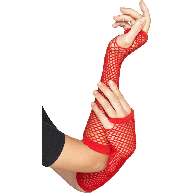 Fingerless mesh gloves red