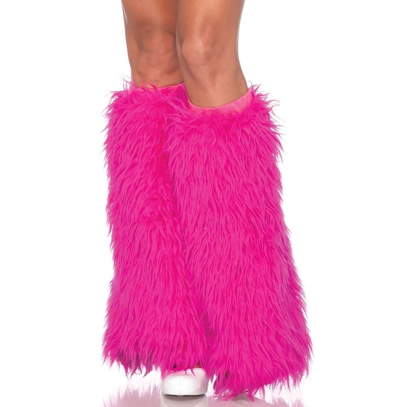 Fluffy faux fur leg warmers in pink