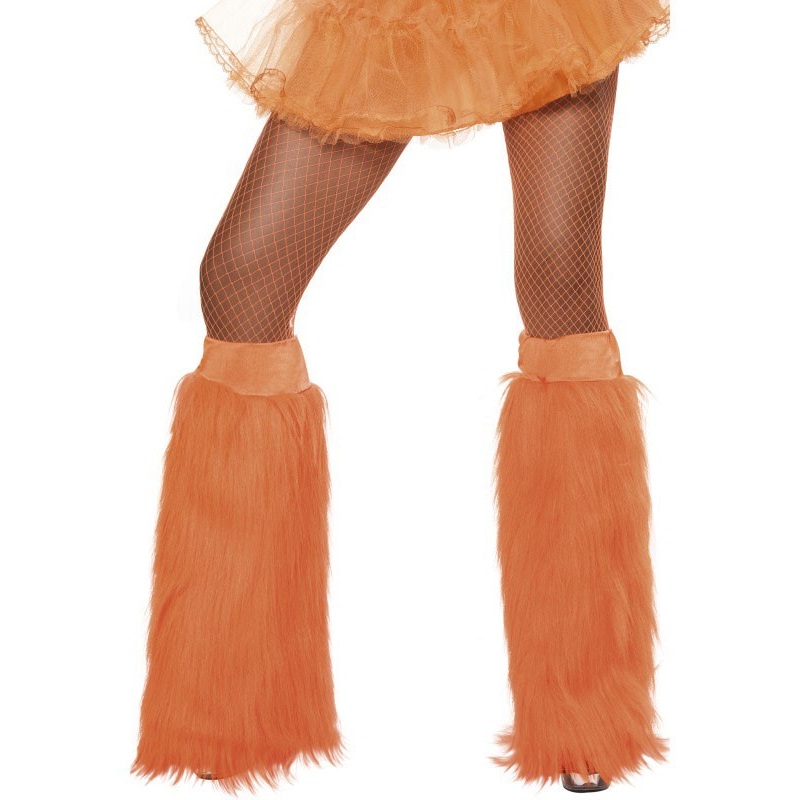 Fluffy flare leg warmers in orange