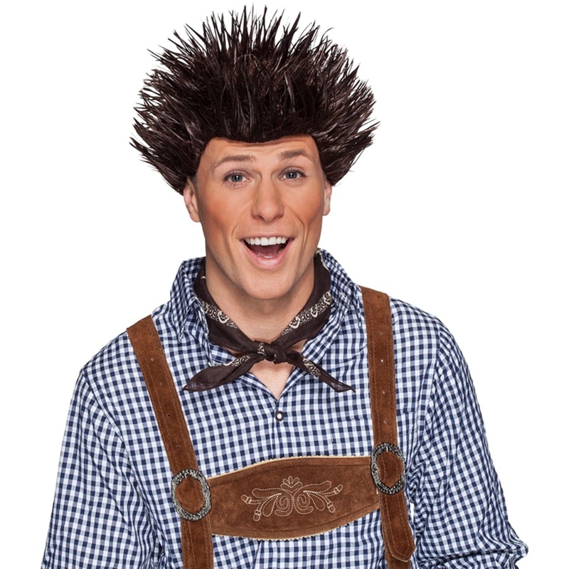 Gel hedgehog men's wig brown