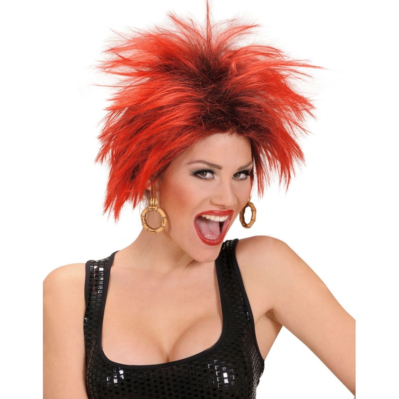 Hairdresser cut wig red-black